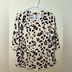 Tickled Teal Brand Animal Print Brown and White Lightweight Sweater Top!